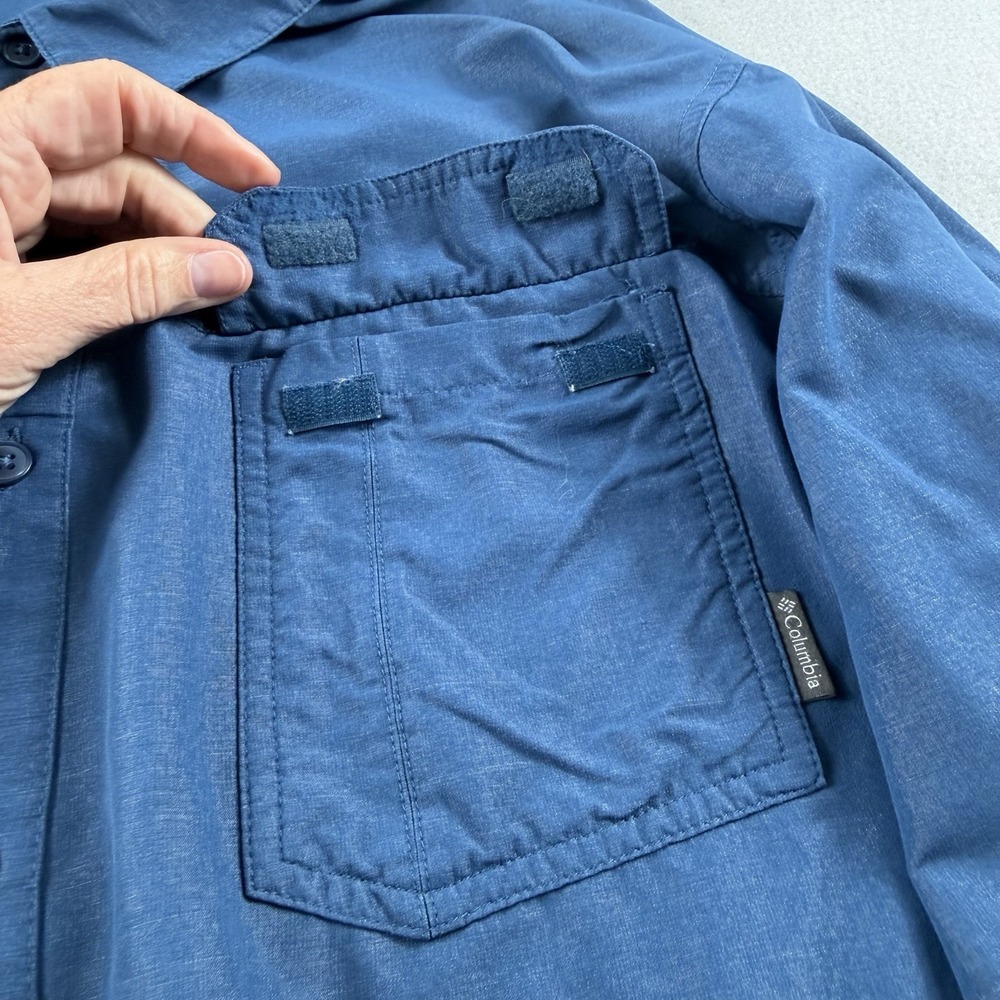 Columbia PFG Omni Wick Fishing Shirt Mens XXL Blue Long Sleeve Vented Nylon - Picture 5 of 12
